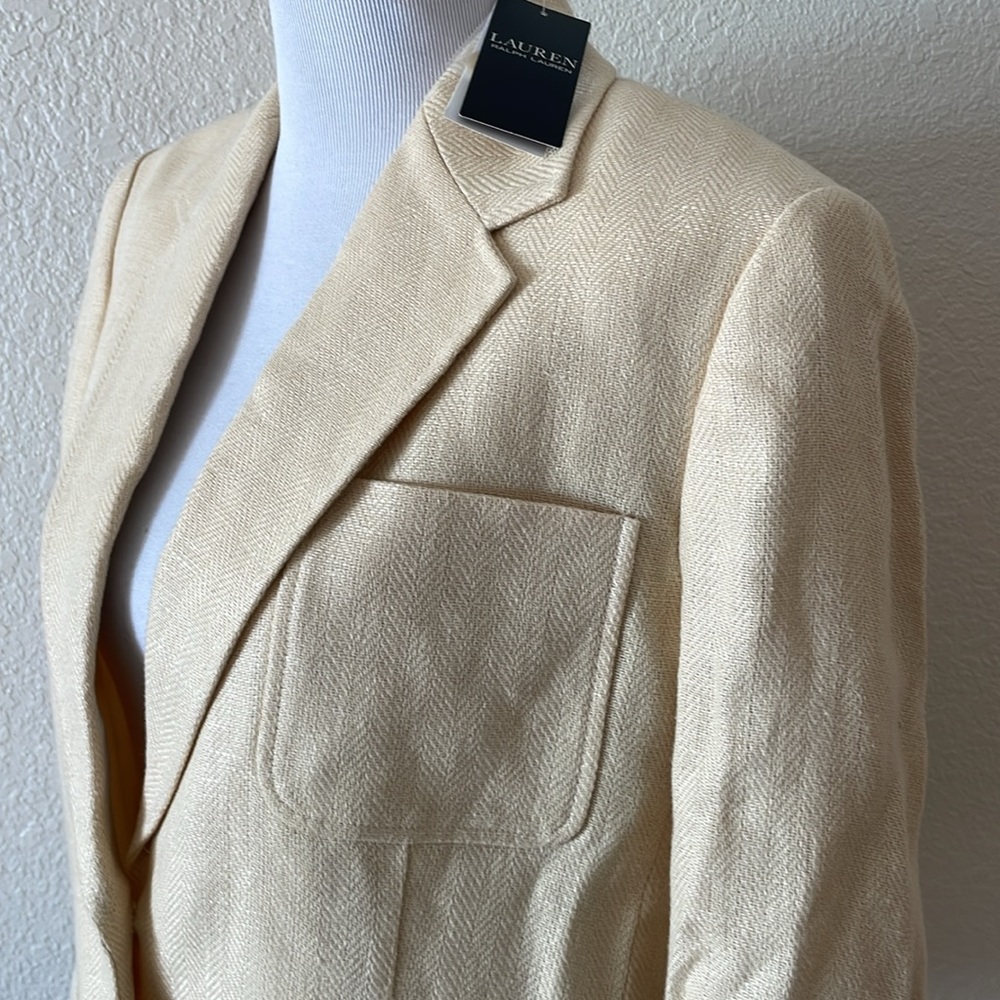 New Lauren Ralph Lauren cream blazer women Sz 16 - Picture 3 of 13